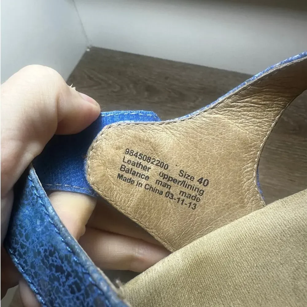 Dansko Sonnet Blue Print Leather Sandals EU 40 US 9.5-10 Comfort - Picture 11 of 11